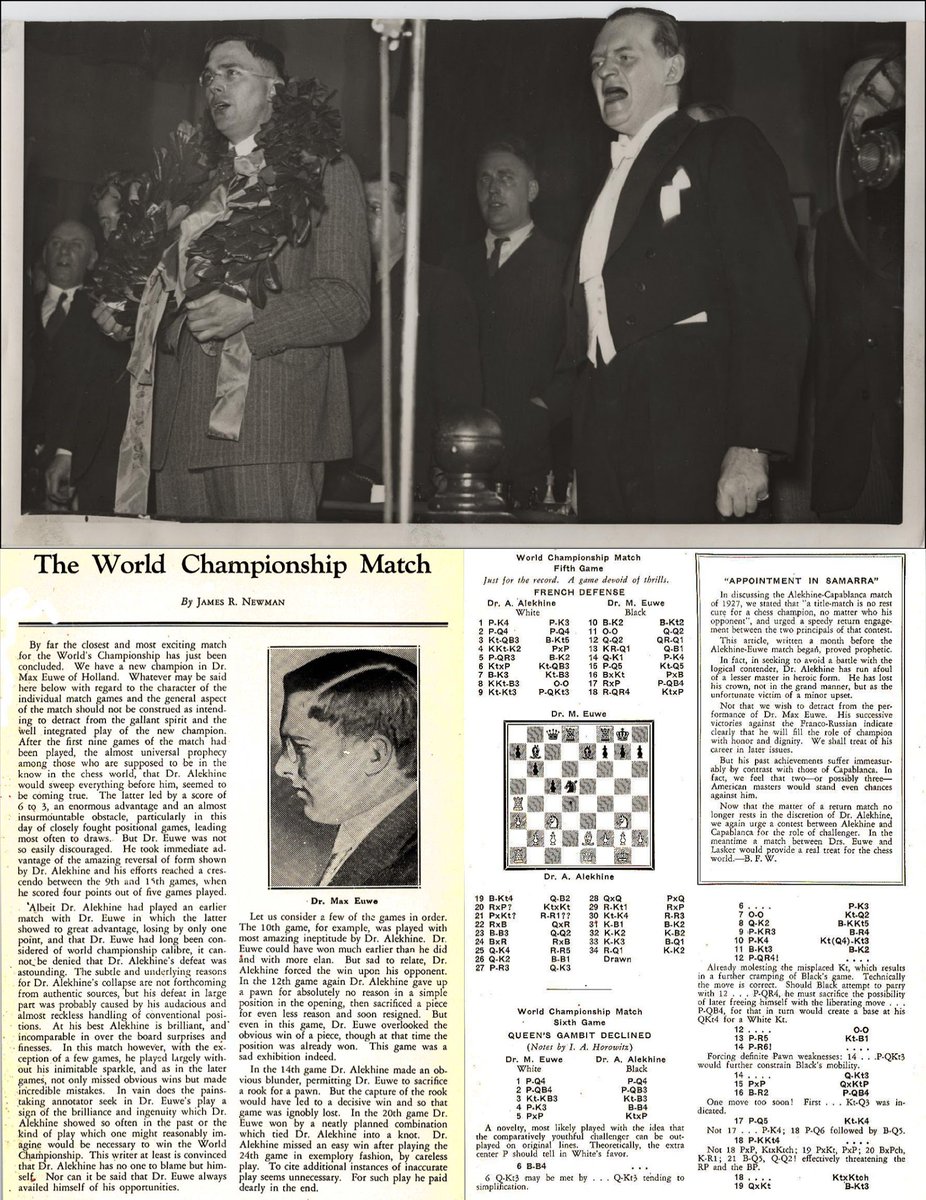 JustChessSports's tweet image. A chess article about the 1935 World Chess Championship between Max Euwe and Alexander Alekhine.

reddit.com/r/chess/commen… 

#chess #ajedrez #scacchi #schach #echecs #Xadrez