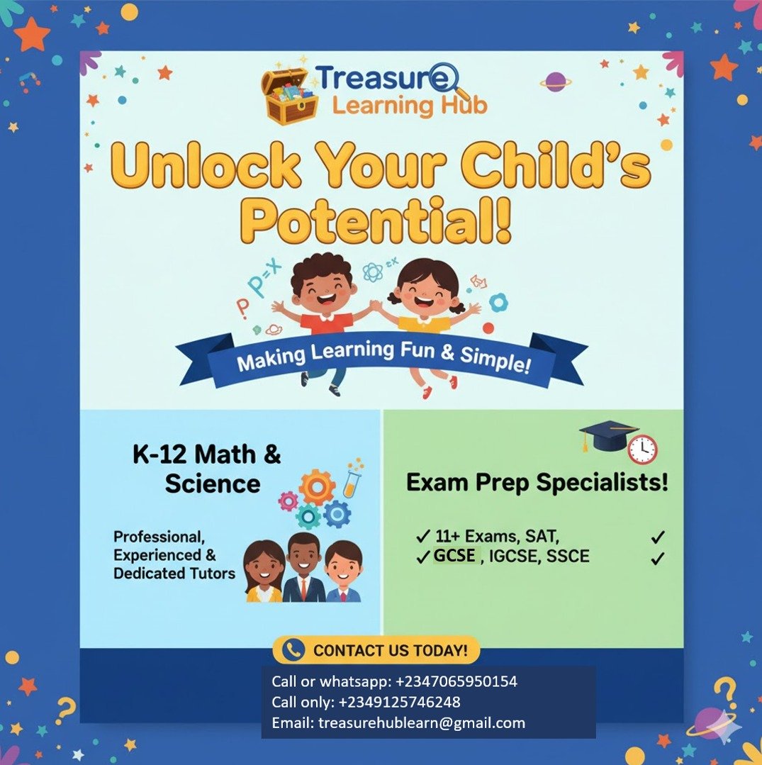 Treasurelearn1's tweet image. Need an academic boost? Treasure Learning Hub offers professional, dedicated tutoring in K-12 Math &amp;amp; Science. Specializing in high-stakes prep: 11+ Exams, SAT, IGCSE, GCSE, SSCE. Success is our goal!  #K12Education #SATPrep #GCSE #StudentSuccess
