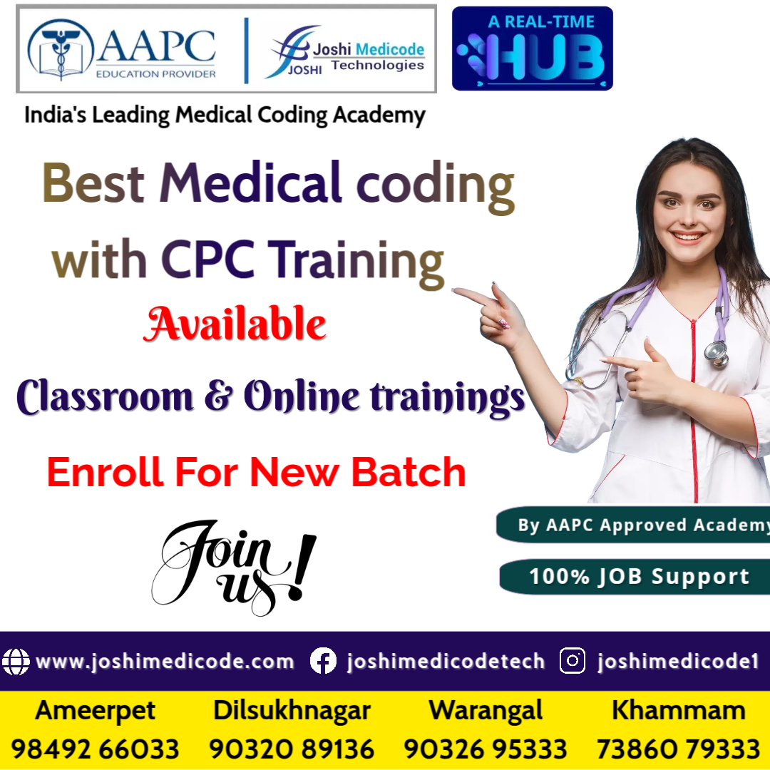 joshimedicode's tweet image. Kickstart your career in healthcare! Enroll in Medical Coding with CPC Training at Joshimedicode Technologies — new batch starting soon!
Don’t miss your chance to learn, certify, and grow!
For more info Contact
Ameerpet 📷9849266033 / 9032759395
Dilsukhngar 📷 9032089136
Warangal…