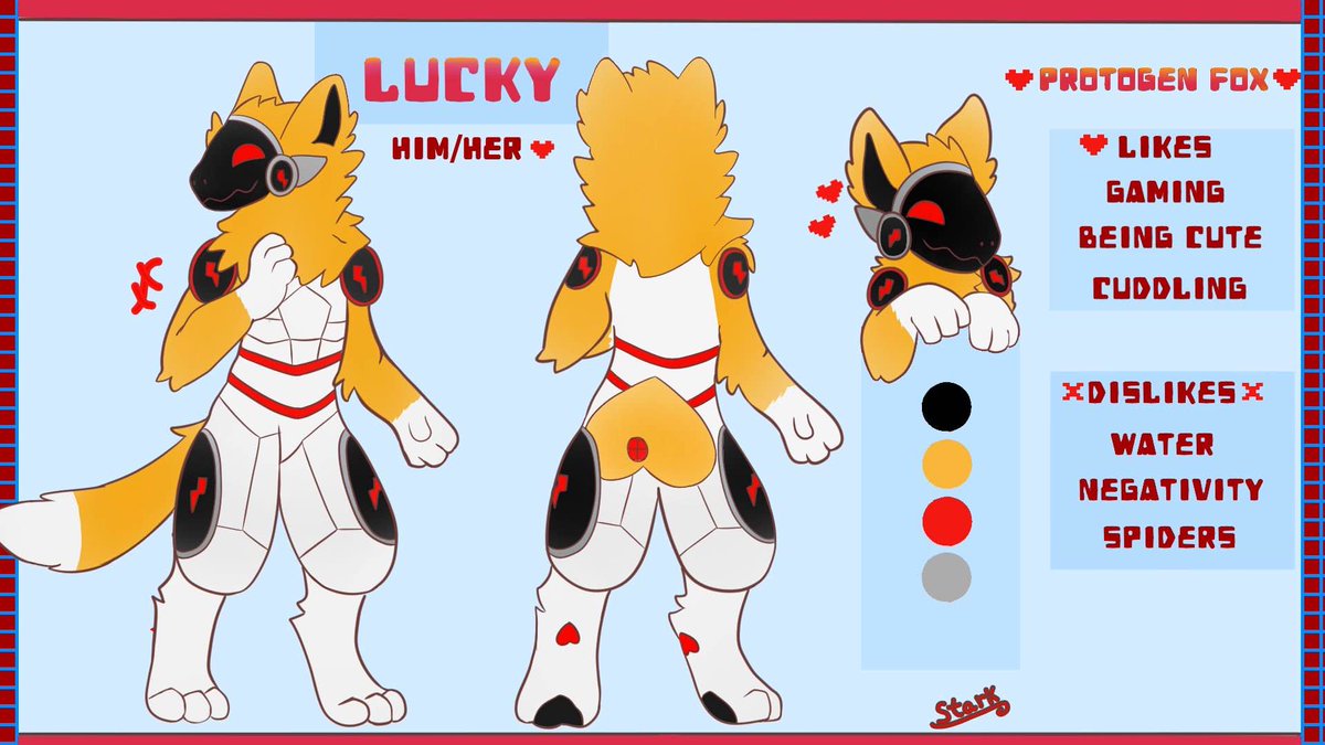 theprotogenfox's tweet image. Add me on PSN LuckyFox44
Add me on Xbox luckyfox9650
Add me on Nintendo switch
SW-3207-4630-2043
you can use my support a crater code in the
fortnite item shop
Luckyfox44
#EpicPartner
My reference sheet to my cute protogen Lucky