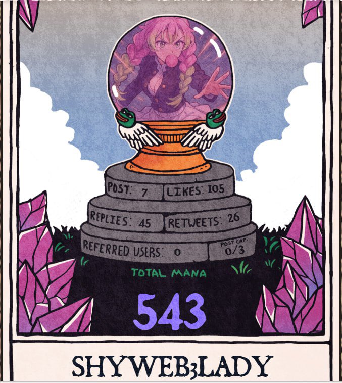 Joined <a href="/MysticDaoSol/">Mystic</a> two nights ago

I'm making progress but it isn't good enough🫠

Need to earn 4 figs mana before next week begins

I have just 12 days to gather a good number

Whenever you see my Mystic tweets, engage.

I heard its our ticket out of the trenches 👀
