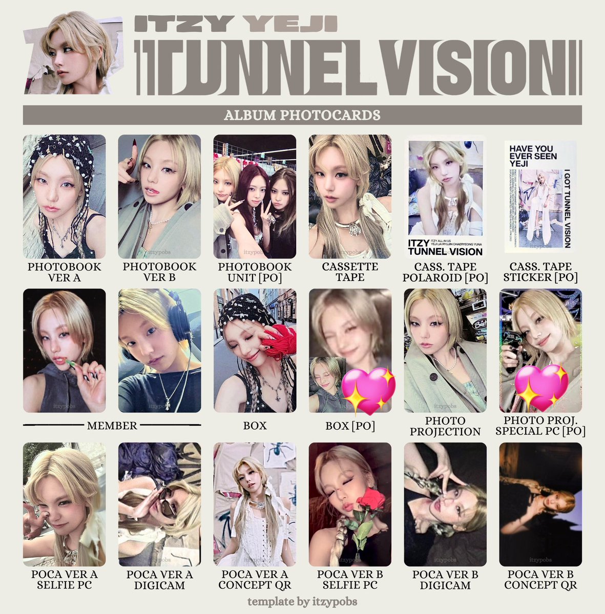ITZY TUNNEL VISION TNVS トレカ 交換 譲 1枚目 リア 求 2枚目 イェジ