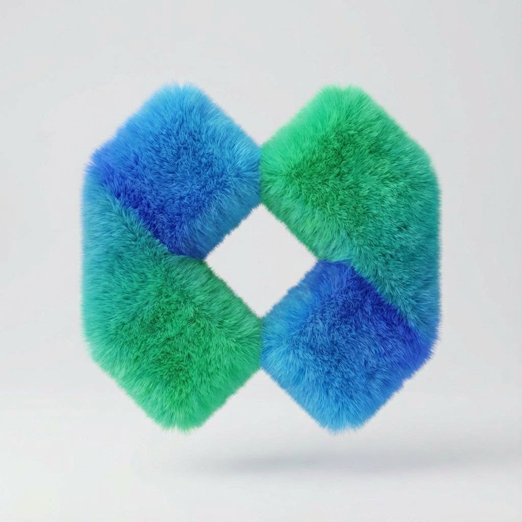 Transforma un sencillo logotipo vectorial plano en un objeto 3D suave y esponjoso. Utiliza los colores exactos. La forma