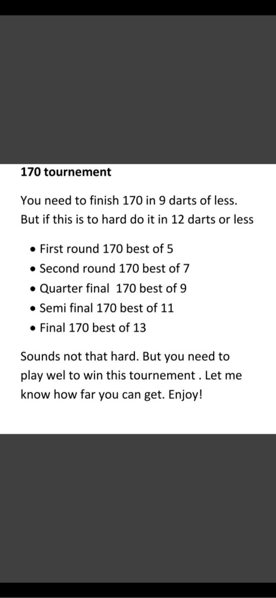Dartpractice's tweet image. Fun routine to try this weekend

#darts #pdc180
