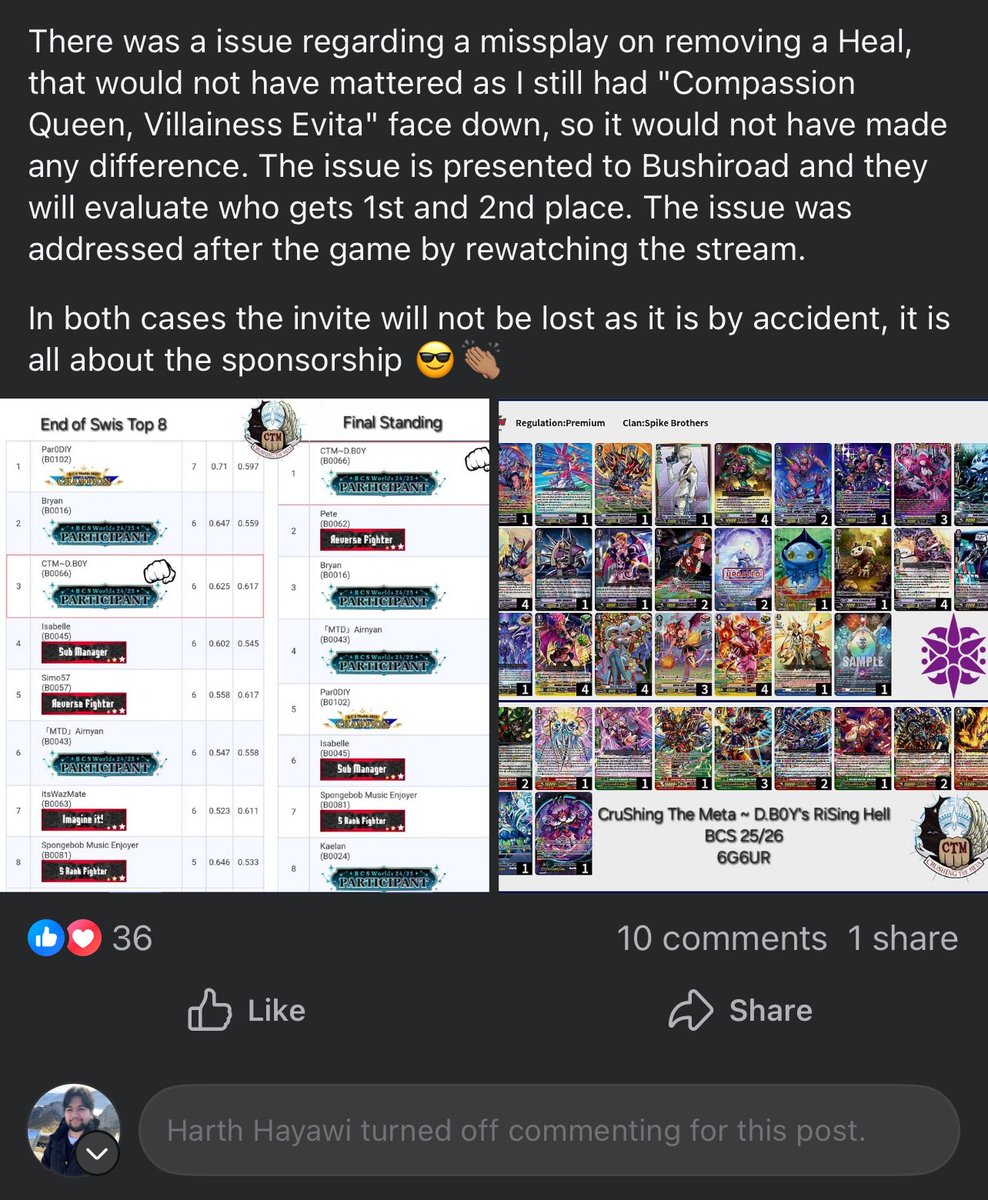 "would not have mattered" then turns off comments. Bushiroad please #CardfightVanguard