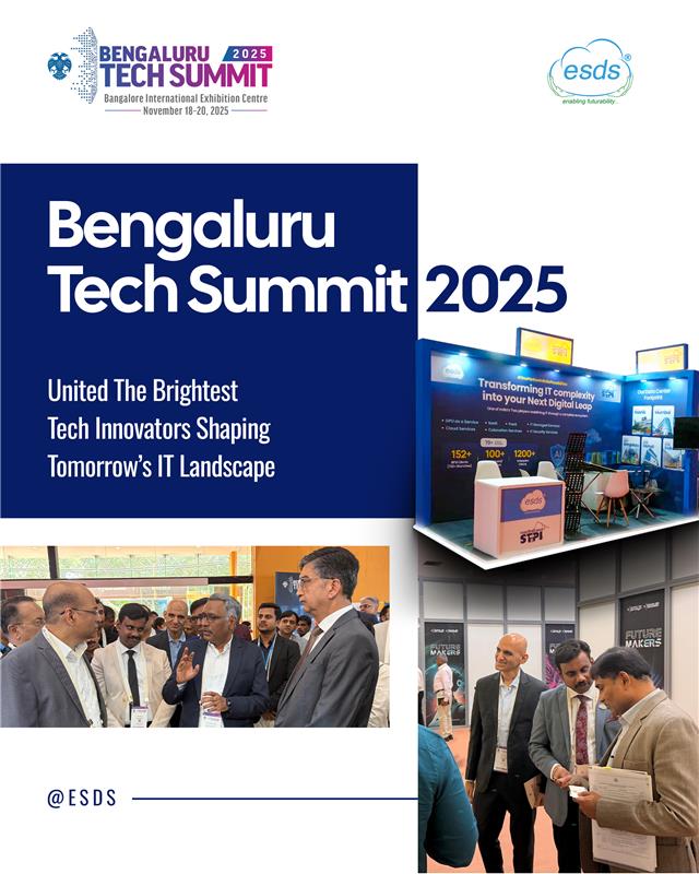 ESDSDataCenter's tweet image. Remarkable 3 days for ESDS at Bengaluru Tech Summit 2025.

Inaugurated by STPI DG Arvind Kumar, STPI Bangalore Director Dr. Sanjay Tyagi, and MeitY delegates, and visited by Karnataka Digital Economy Mission (KDEM) Chairman Sanjeev Kumar Gupta and Minister Priyanka M. Kharge, we…