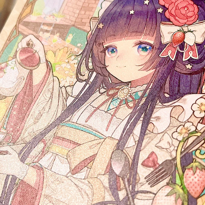パール紙で印刷したポストカード4種届きました!キラキラしていて可愛い ポストカードは全部で5種、単品、セット販売もしてます(ミニキャラ絵はセットのみ)