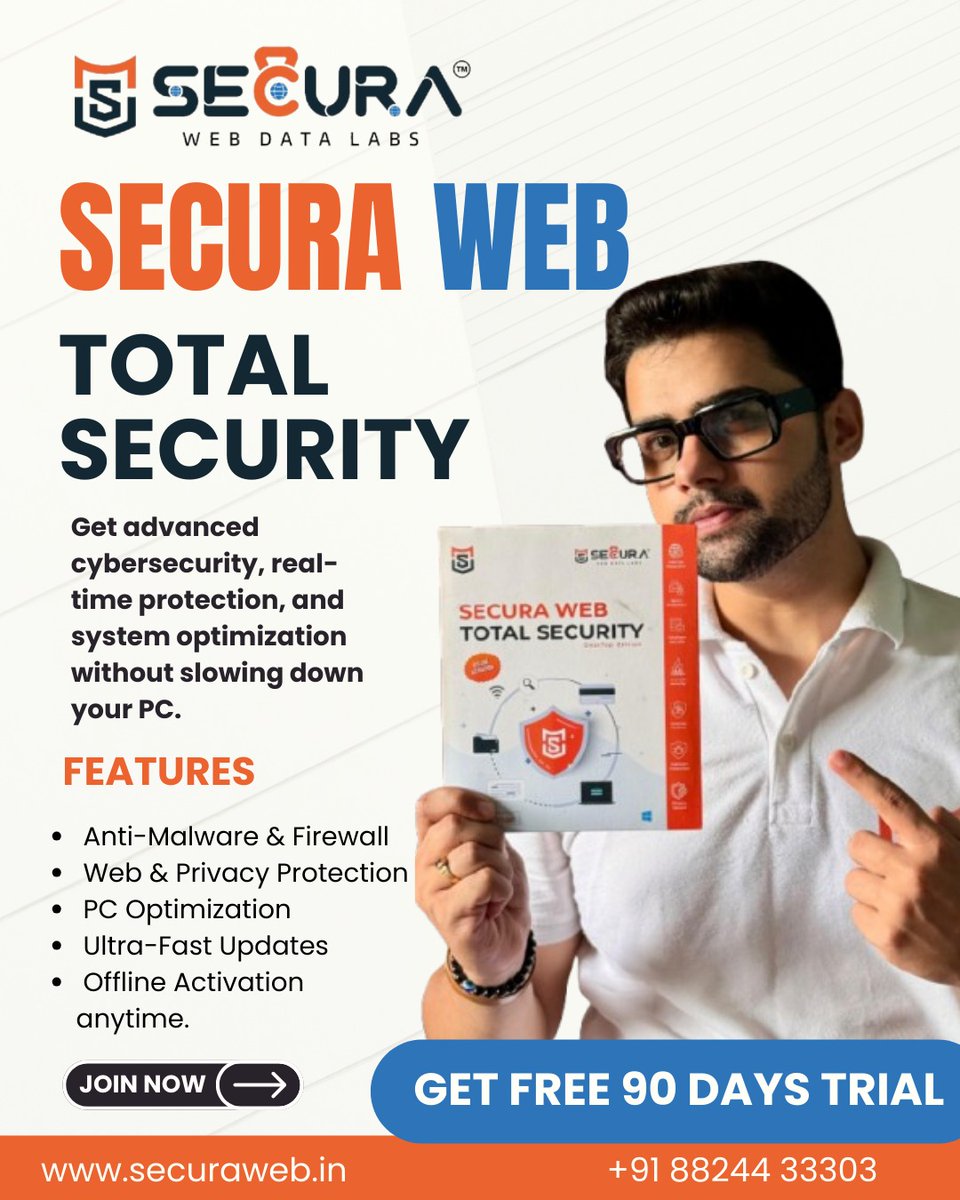 SecuraWebDL's tweet photo. Securing your digital world with trusted protection and powerful performance. 💻🔐*
*Stay safe, stay smart, stay Secura Web.
#SecuraWeb #TotalSecurity #CyberSafety #DigitalProtection #PCSecurity  #SecureYourData https://t.co/GSKkTStVJd