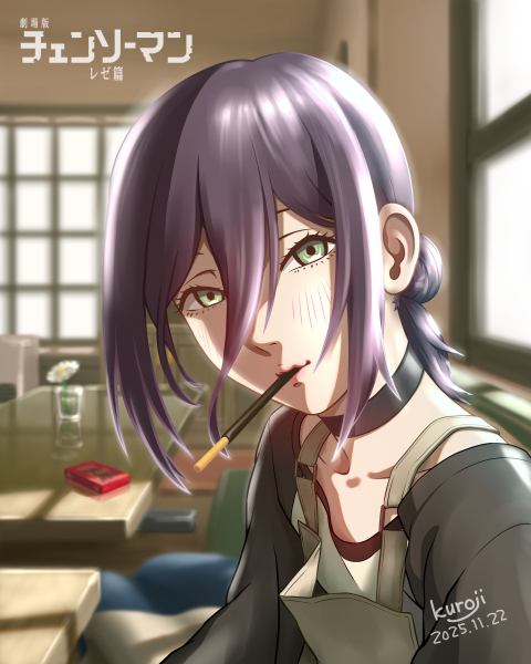 kuroji1970's tweet photo. 「ねぇ、デンジくん…
　ポッキーゲームって知ってる？
　私が教えてあげる…」
#チェンソーマン #チェンソーマンレゼ篇 #レゼ #ポッキーの日

10日遅れのポッキー絵^^;; https://t.co/PIfW99RFU4