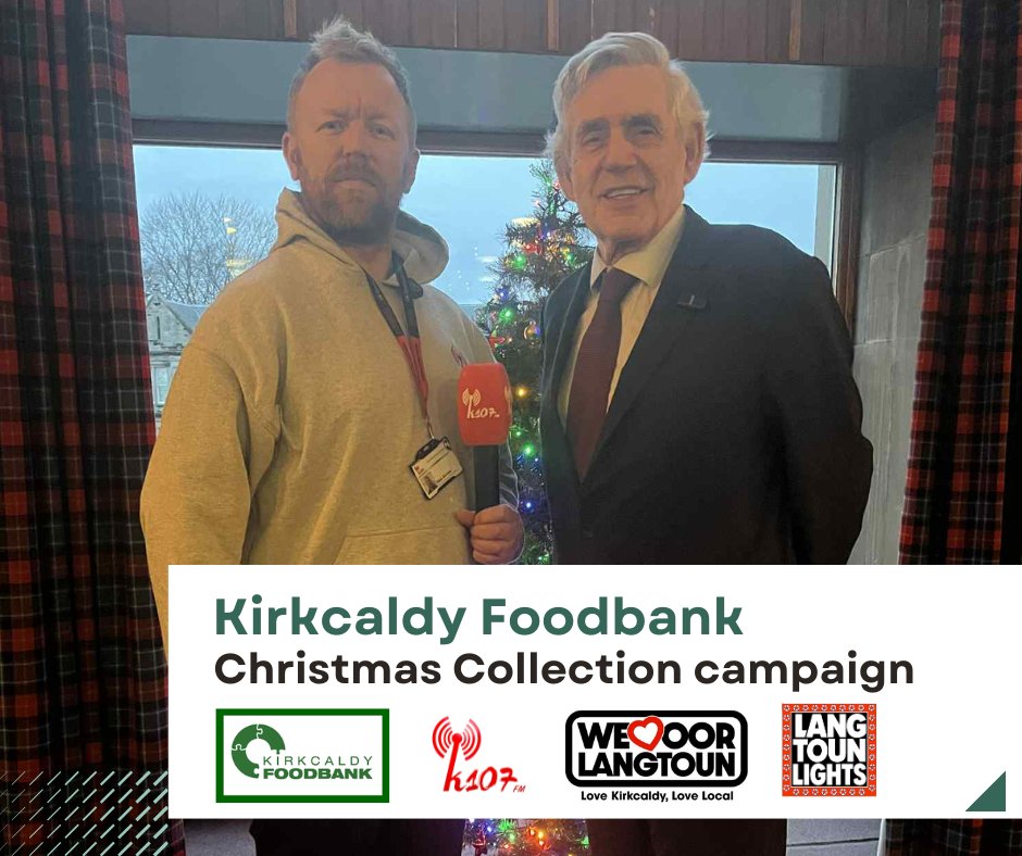Kirkcaldy Foodbank: Christmas Campaign
The campaign is being backed by <a href="/GordonBrown/">Gordon Brown</a>, you can hear his thoughts on-air at 12:30 today

The £40,000 fundraising appeal will run in conjunction with the ‘Christmas Collection’ campaign by K107FM and <a href="/LoveOorLangToun/">Love Oor Lang Toun | Kirkcaldy</a> at #LangTounLights
