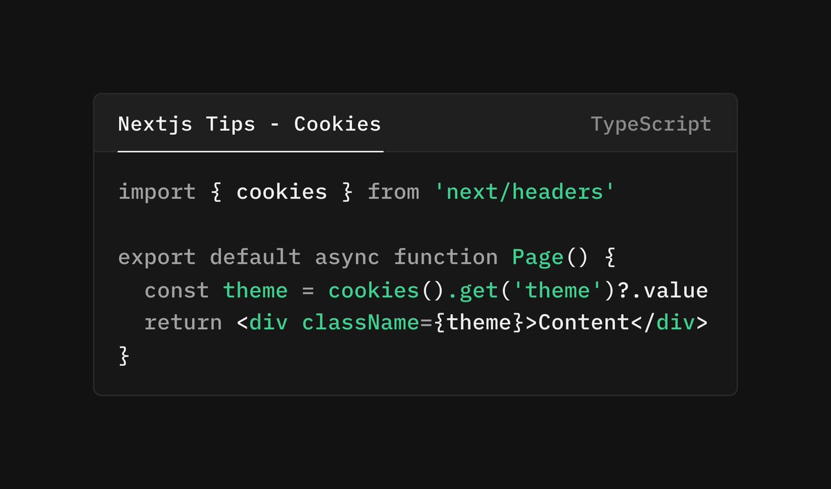 powder_as's tweet image. Read cookies server-side. No client JS needed for theme switching.

#nextjs #programmingtip #codingtip #letsconnect