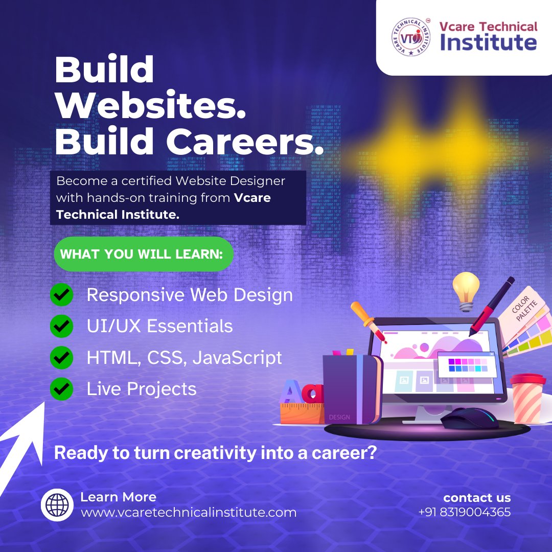 vcareinstitute's tweet image. Build Websites. Build Careers.
Become a certified Web Designer with Vcare Technical Institute!
Learn HTML, CSS, JS, UI/UX &amp;amp; build real projects.
📞 8319004365
🌐 vcaretechnicalinstitute.com
#WebDesign #LearnCoding #CareerGrowth #VcareTechnicalInstitute