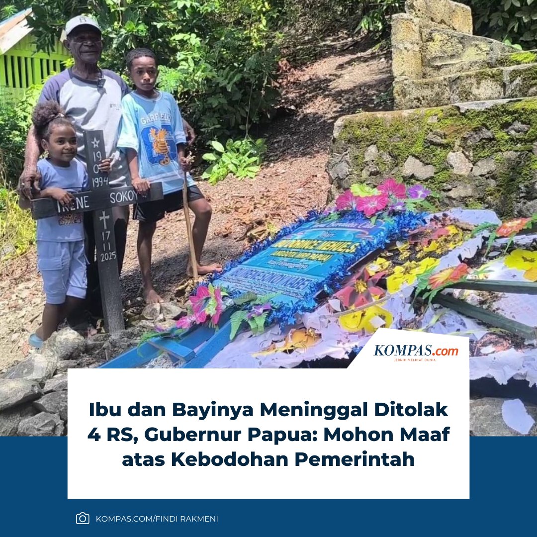 Gubernur Papua Matius Derek Fakhiri menyampaikan permohonan maaf mendalam kepada keluarga Irene Sokoy, ibu hamil yang meninggal bersama bayi yang dikandungnya setelah ditolak empat rumah sakit di Kabupaten dan Kota Jayapura.

Baca di: regional.kompas.com/read/2025/11/2…

| #Ibu #Papua #Bayi