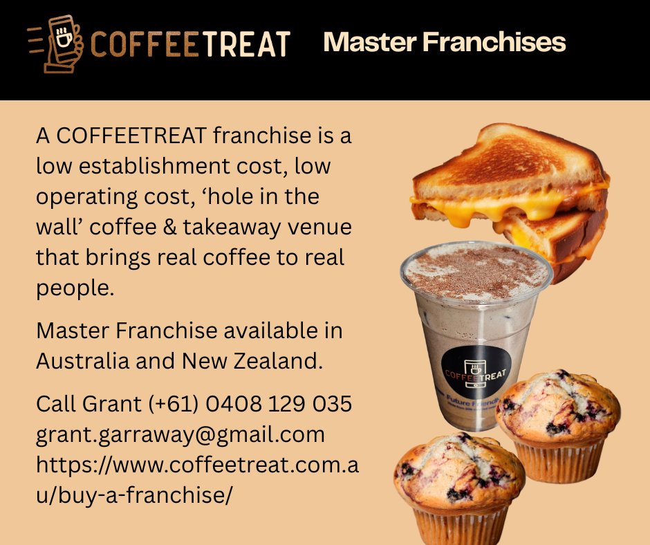 MasterFranchis2's tweet photo. 12 reasons you can’t say no to COFFEETREAT

We’re passionate about your success.  Become a #franchisee or #masterfranchisee

Let’s change lives, one cup at a time!

https://t.co/orJj30p2pH
1300 905 019

#FranchiseConsultant #Franchise #BeYourOwnBoss https://t.co/RWh4A673iT