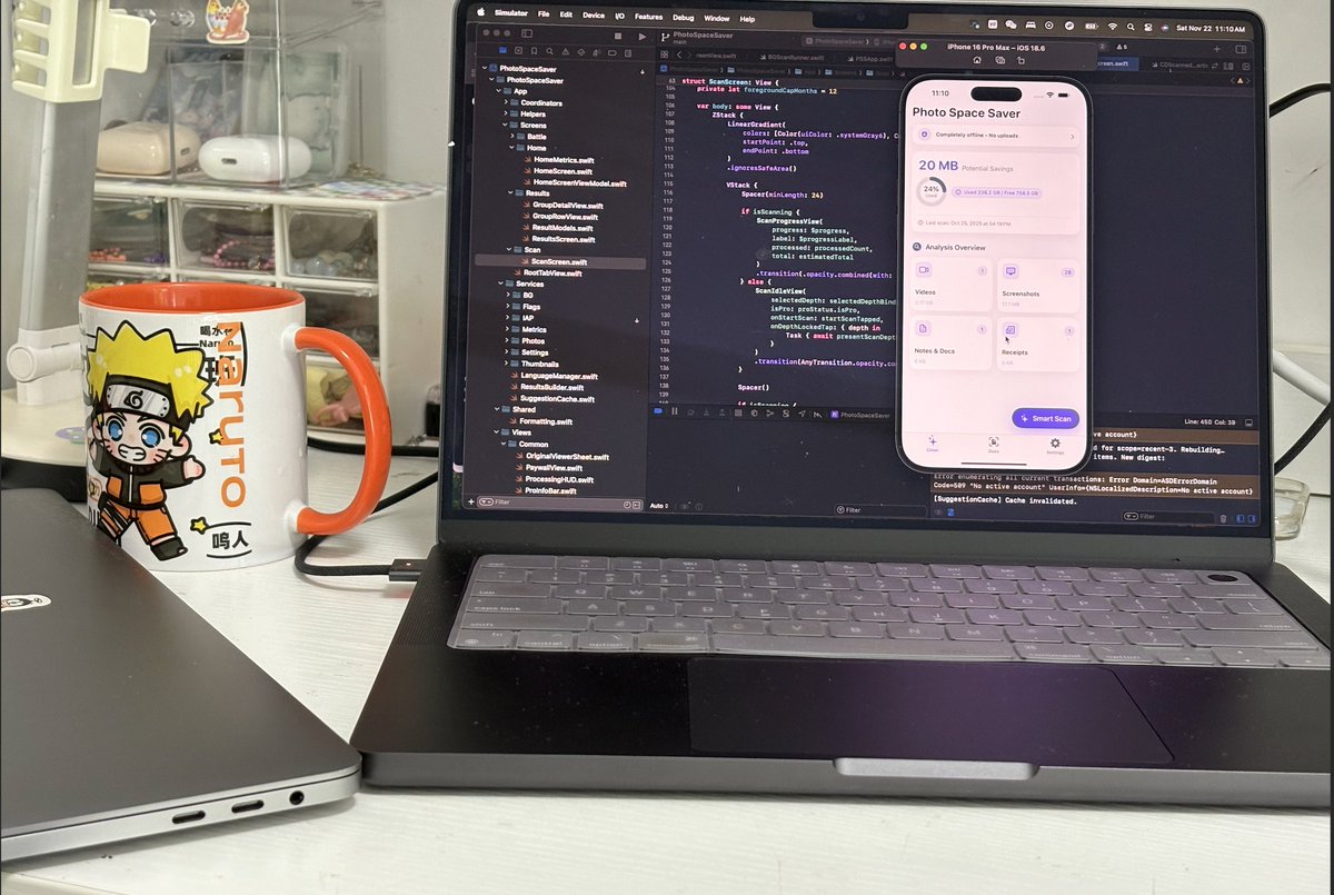 FanStudioApps's tweet photo. Little indie dev win today:
Got my on-device photo scanner from 6 minutes ➜ 3 minutes on an old iPhone 16, without touching the cloud.
Offline AI is a pain sometimes, but the moment it works smoothly… chef’s kiss.
#indiedev #iosdev https://t.co/5RcfmYezFE