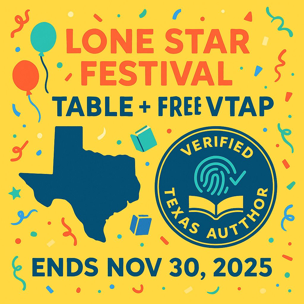 Ready for 2026 momentum?
Start with Lone Star Festival readers and carry the VTAP seal everywhere you pitch. Table purchase = FREE VTAP through Nov 30, 2025 → buff.ly/9b1g65z
#TexasLit #AuthorEvents LSF26.com