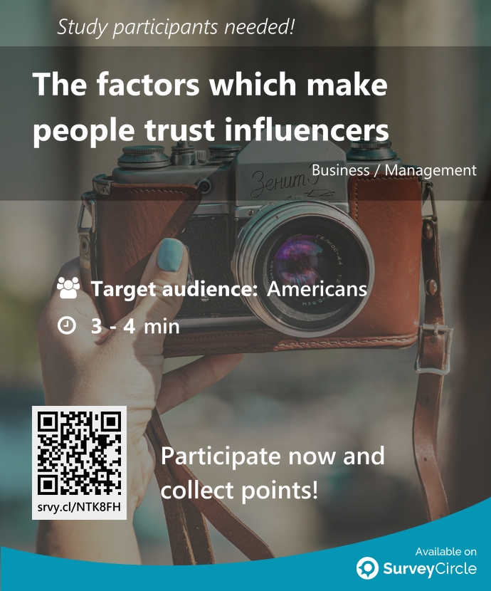 top_studies's tweet image. Participants needed for top-ranked study on SurveyCircle:

&quot;The factors which make people trust influencers&quot; surveycircle.com/NTK8FH/ via @SurveyCircle

#influencer #trust #purchase #marketing #survey #surveycircle