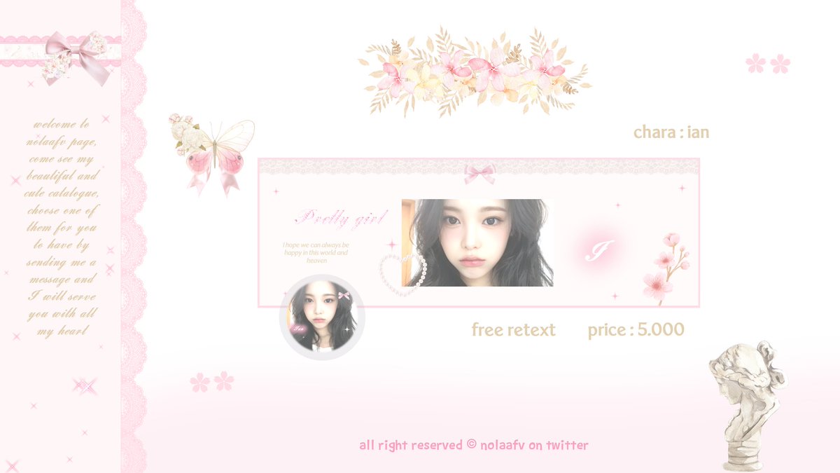 nolaafv's tweet image. help rt please, thank you ! 

 ˖  ་  ────  Halloo teman teman, aku ada layout ready stok wonyoung, ian dan ningning di bawah ini 🦢 free retext, payment all e-wallet (qris) yang bisa kamu take sekarang juga   ⋆    🎀     ٠ 

─ ৎ୭       

#zonauang