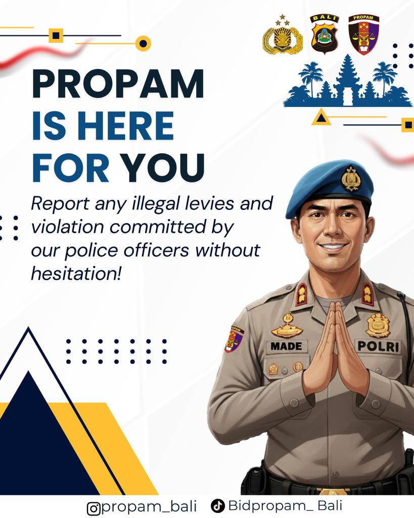 PolsekPenebel's tweet image. PROPAM IS HERE FOR YOU

report any illegal levies and violation committed by our police officer without hesitation!

#sipropampolrestabanan
#bidpropampoldabali
#divpropammabespolri
