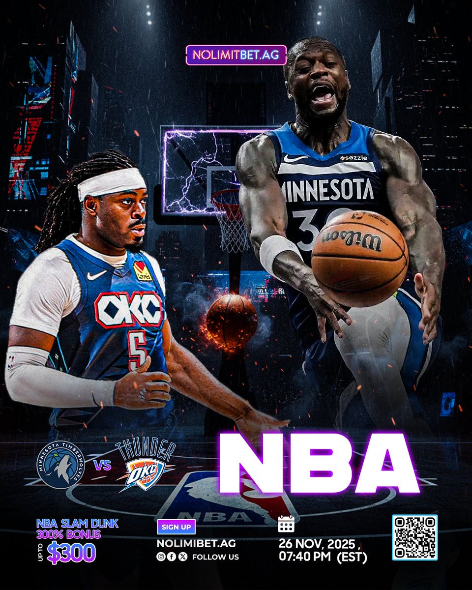 No_Limit_ag's tweet photo. Tensions high, rims shaking, and two hungry squads ready for war! 🏀🔥
Timberwolves vs Thunder — who’s taking this showdown? Tap in and ride the action! ⚡🐺
#NBA #NBAGameNight #Timberwolves #OKC #BasketballHeat #GameDayEnergy #SportsHype #BetSmart #NoLimitBet https://t.co/ABwRlw4Qz6
