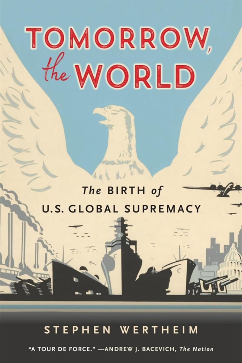 policytensor's tweet photo. I’m hardly a China hawk. But one cannot read too much into the past official discourse of the CCP. If for no other reason than that goals shift as you acquire more power and influence or as your threat perception changes. 

Think about how the US before WWII was simply not interested in displacing Britain. And how quickly we muscled them out. On the explosion of US global interests during the war see @stephenwertheim book; on muscling out the British see Kolko’s Politics of War. 

My main concern is that the Chinese may not want to go on a rampage at all. But they may be forced to do so if we push them too hard—just like we did the Japanese. 

Specifically, Chinese goals will certainly be revised if they come to believe that they cannot secure a coordinate place in the world without a fight, or that their core economic interests would be undermined if the US and the West further weaponize the world economy.  

In fact, we’ve already pushed them too far. Jake’s chips escalation was the trigger for their search for weapons that they would use to win their arm-wrestle with Trump. If the cold warriors return to the cockpit, this process may well become irreversible. Don’t complain later.