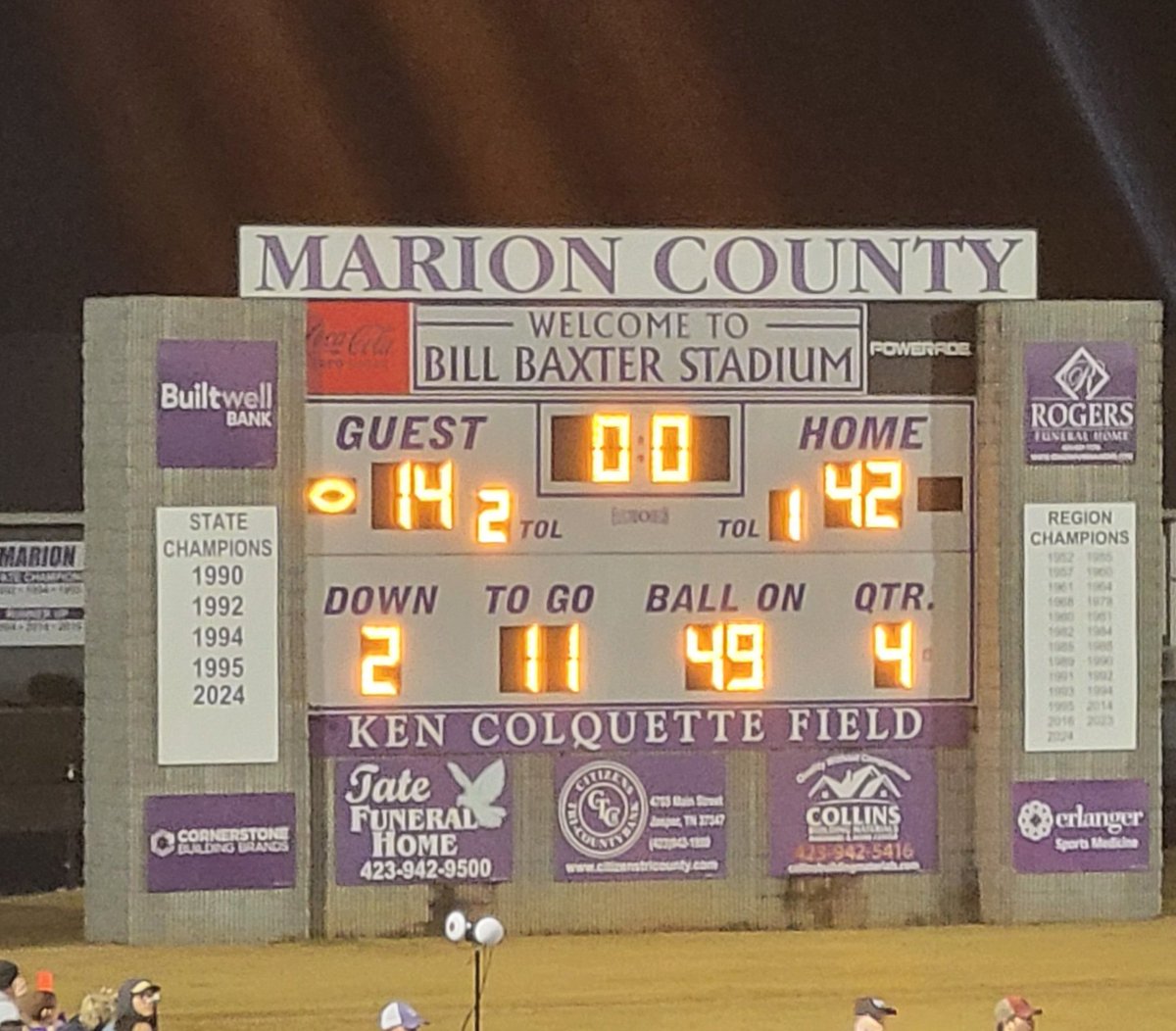 MCWarriors1's tweet image. Final in Jasper 

Marion Co.    42
Gordonsville 14

On to the semis