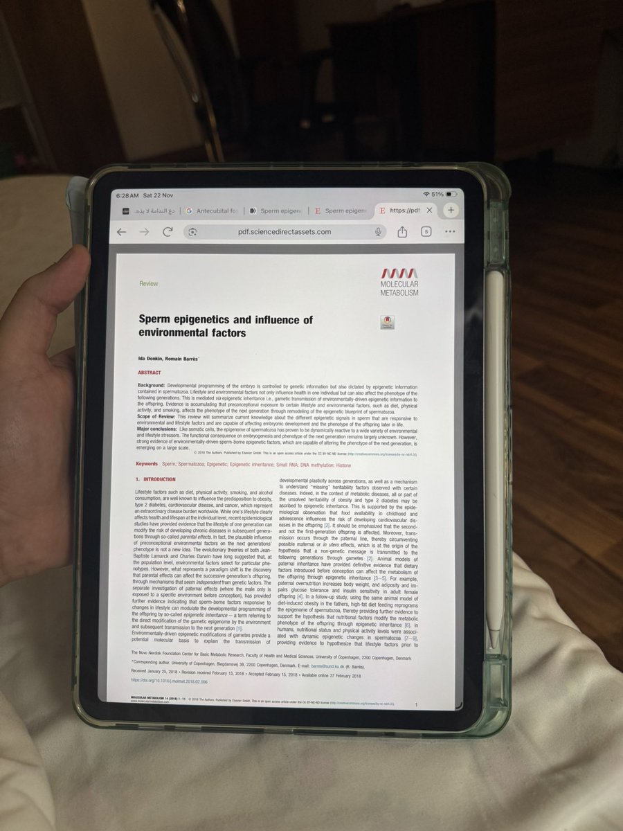 هذا اكثر شيء صادم قريته لهذا الاسبوع ! 

الحيوان المنوي يتأثر بالظروف الصحية والنفسية الي تمر فيها !! 

اذا كنت في فترة بحياتك تتعرض ل ضغوطات نفسية، مشاكل صحية، صدمات الخ.. الحيوان المنوي يتأثر سلباً بذلك، بالتالي ابناءك الي سيتم انجابهم بهذي الفترة قد يتعرضون لمشاكل نفسية او