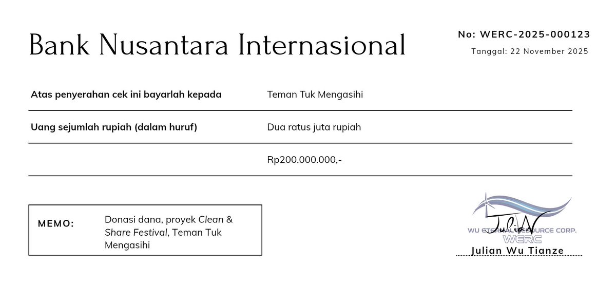 G0LDENRAIN's tweet image. Nama perusahaan: WERC (Wu Eternal Resource Corp.)
Bentuk donasi: dana