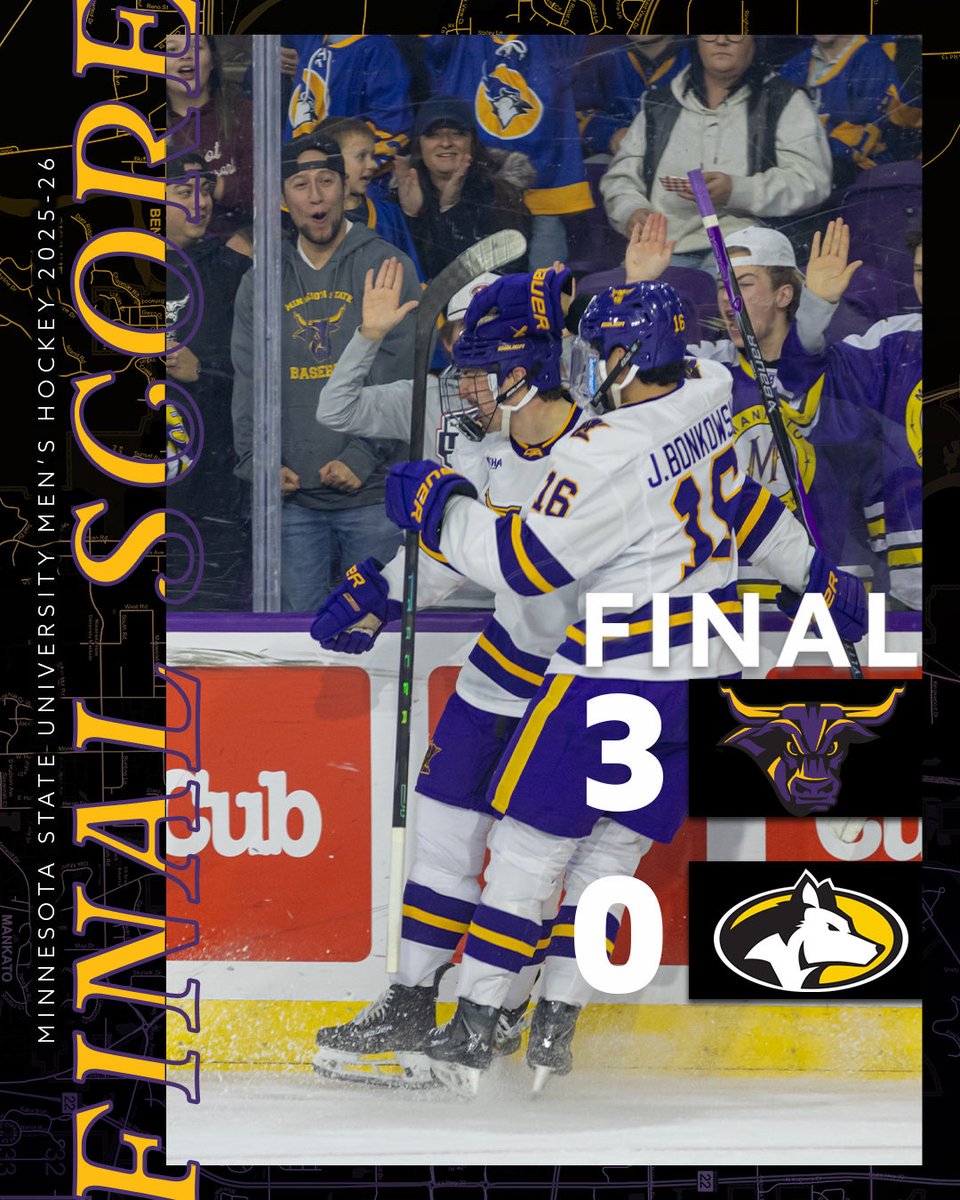 MinnStMHockey's tweet photo. Friday Night Shutout #hornsup https://t.co/ytlKZtiD5E