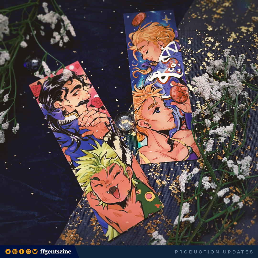 ☀️ PRODUCTION UPDATES 🛠️

Happy Saturday! 😍 The beautiful men of FF6 shine bright in <a href="/Sabadoodle/">🌼perihn🌷</a>'s double-sided foil bookmark. We can't wait to send them your way soon. It's a perfect keepsake for any fan. 💙

More photos are coming, please stay tuned! ⭐️