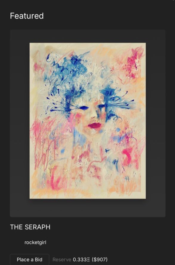 So ace to see my work THE SERAPH featured on <a href="/SuperRare/">SuperRare</a> home page 

My only available oil painting at present also 👀