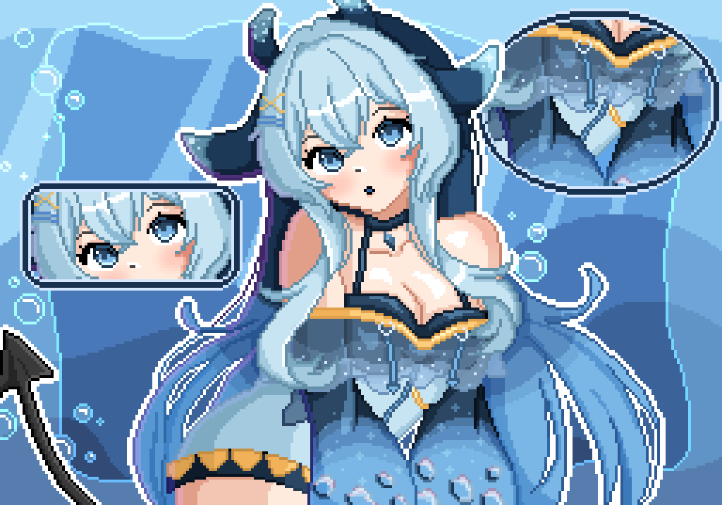 AstralVVave's tweet image. Nyaaa (๑ᵔ⤙ᵔ๑) I drew Rei in pixel formmm!!
She’s so squishy and sparkly I can’t handle it 
Hope u like this tiny ocean cutieeee 🌊🐠💙
@itsreibubbles

#artmoots #reibubblesart #vtuberfanart