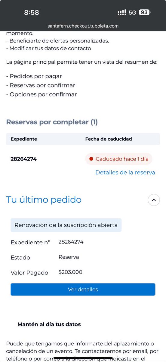 Chrisdagamo's tweet photo. @SantaFe @LigaBetPlayD @CasaCardenal @Tuboletaoficial Se supone que era hasta hoy y el día no ha terminado @Tuboletaoficial me tendrán que responder porque tuve que comprarlo como si fuera nuevo... https://t.co/GeG5evR111