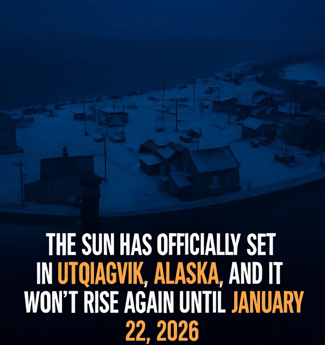NonnServiam's tweet image. Hadi müslümanlar bunuda açıklayın!!! 

Utqiagvik, Alaska artık kutup gecesine girdi.
Güneş 18 Kasım 2025’te ufkun altına indi ve 22 Ocak 2026’ya kadar tekrar doğmayacak.
Yani önümüzdeki 65 gün boyunca kasaba tamamen karanlık içinde olacak.