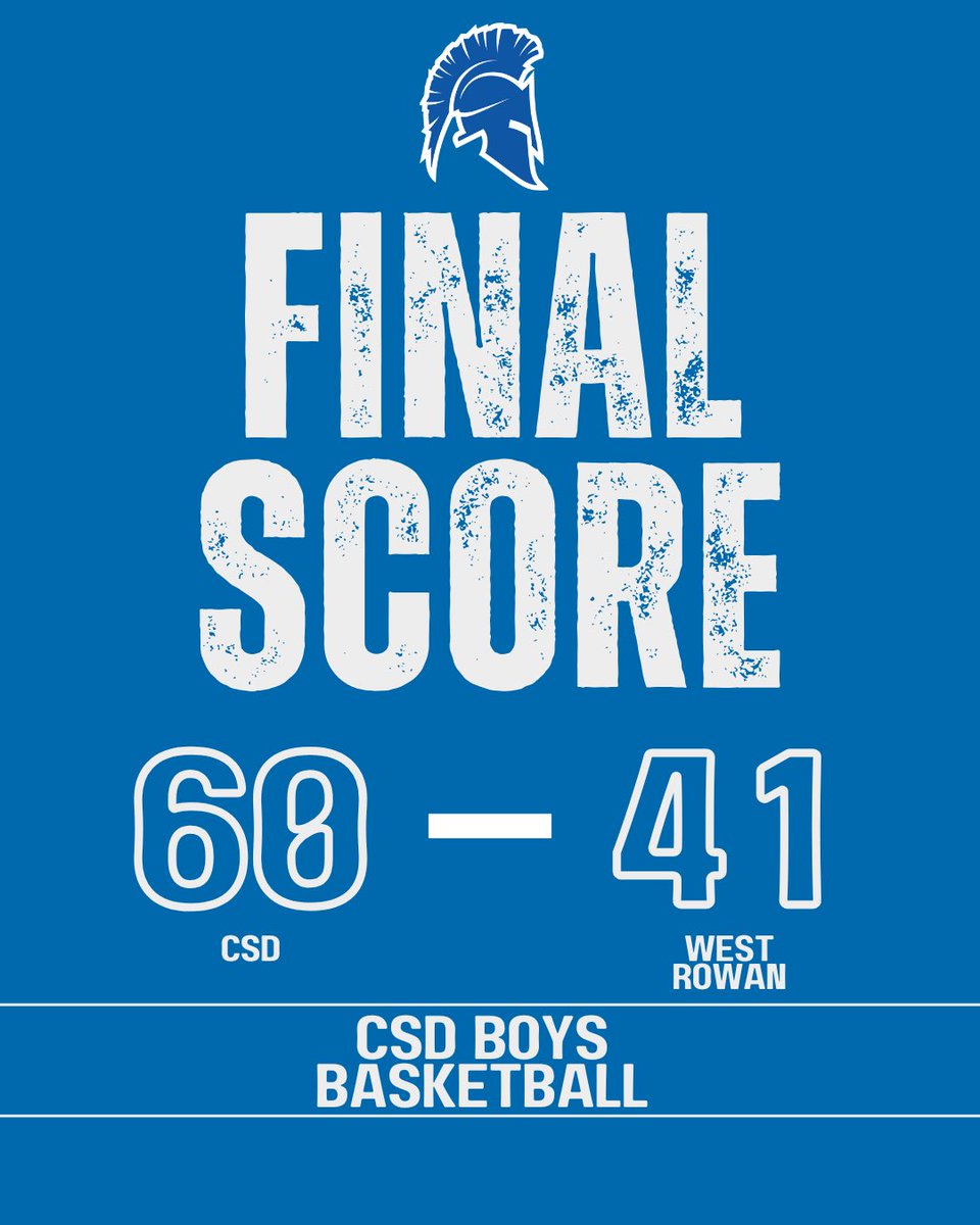 csdbball's tweet image. FINAL:

CSD: 60
West Rowan: 41

@Ethan_24_Hurley 17 points 
@DFoltz07 12 points and 11 rebounds 

#AboveTheLine #PTP