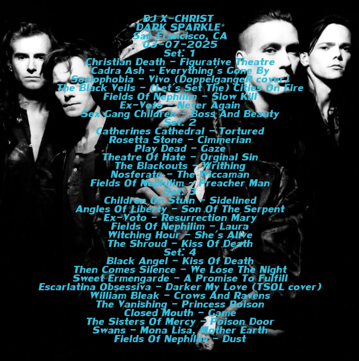 batastrophe's tweet image. Music I played at
Dark Sparkle 
San Francisco, CA
03-07-2025