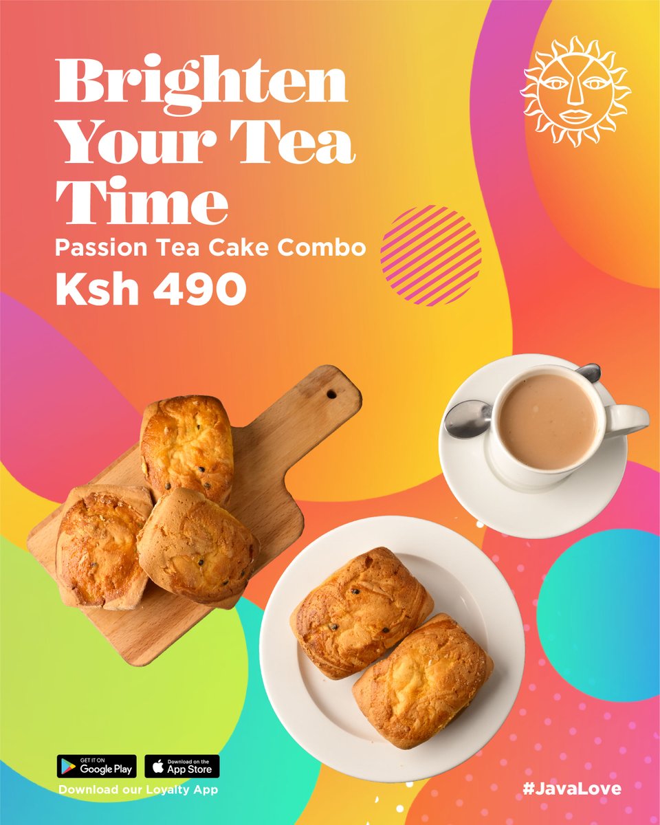 javahouseafrica's tweet image. Order and enjoy Passion Tea Cake Combo that has 2 soft, buttery tea cakes infused with bright passion fruit paired with a beverage of your choice.​
#JavaLove