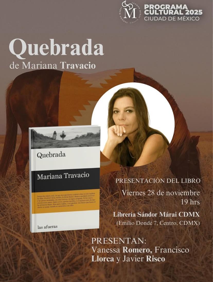Jueves y viernes próximos, en México.
De la mano de <a href="/las_afueras/">las afueras</a>, ese privilegio.
Gracias, <a href="/nadiedistribuye/">Nadie Distribuye</a>, por el abrazo imprescindible, y gracias, <a href="/CasaTomadaMX/">Casa Tomada ❌</a> y  <a href="/SandorMaraiCDMX/">Sándor Márai Librería CDMX</a>, por la enorme generosidad de recibirnos en su casa.
Contando las horas: toda la ilusión.