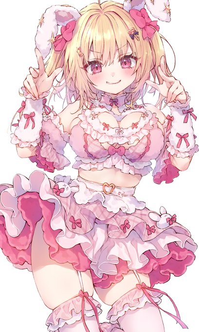 「うさちゃん💗ピンク かわいい? いっぱいファンサしちゃうよ🌟」 