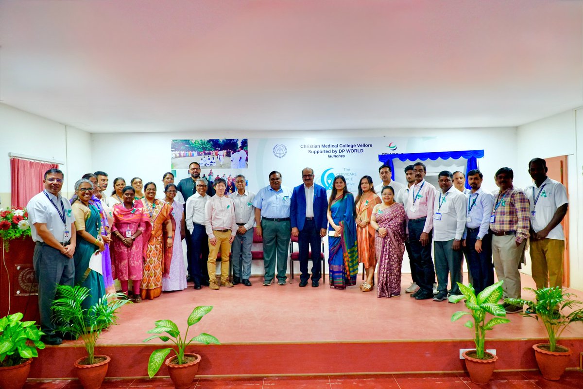 OffCMCVellore's tweet photo. CMC Vellore partners with Unifeeder (@DP_World
company), in coordination with Amana development consultants, to launch 'Cervicare Thrice' for women’s health. This initiative is designed to strengthen efforts across prevention, screening, early detection, and treatment of #CervicalCancer, the second most common #cancer among women in India.

The initiative aims to reach more than 10,000 girls and women across Tamil Nadu, Andhra Pradesh, Jharkhand, and Bihar through school and community-based #awareness sessions. Around 3,000 women will also be screened with identified precancerous cases receiving follow-up care and treatment. 

The initiative will strengthen CMC Vellore’s treatment capabilities through the introduction of an advanced Geneva #brachytherapy applicator, designed to deliver more precise and effective #cancertherapy, improving treatment accuracy and efficiency while ensuring optimal tumour coverage with minimal radiation exposure to surrounding tissues.

So far, over 1,040 women in the community have been screened in with 146 identified as positives to be treated.

Among dignitaries present at the unveiling of the donor plaque were Dr B Baranidharan @Barani_Ddhs, Deputy Director (Health Services), Vellore, and Mr CM Muraleedharan, India Area Director, DP World.