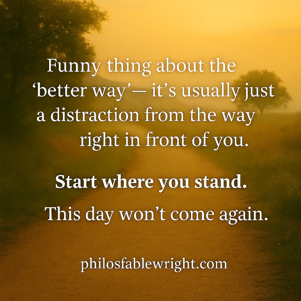 PFablewright's tweet image. Funny thing about the &apos;better way&apos;— it&apos;s usually just a distraction from the way right in front of you.

#fablewright #philosophyoflife #ModernPhilosophy #literaryfiction #meaning #liveyourbestlife #LifesAJourney #lifequotes #PleaseShareThisPost #LifeLearningskills…