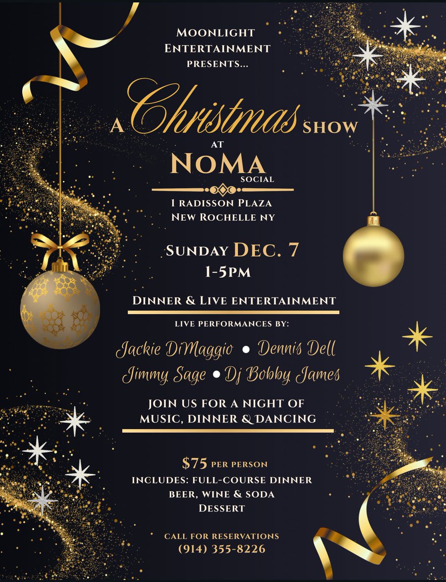 JackieDiMaggio's tweet photo. So excited to be performing at @NoMaSocial on Sunday, Dec. 7 for a beautiful Christmas show filled with dinner, live music & holiday magic! 🎄✨
Join us for an unforgettable afternoon of music, food & dancing.
🎟️ Reservations: (914) 355-8226
#ChristmasShow #LiveMusic #NomaSocial #HolidaySeason