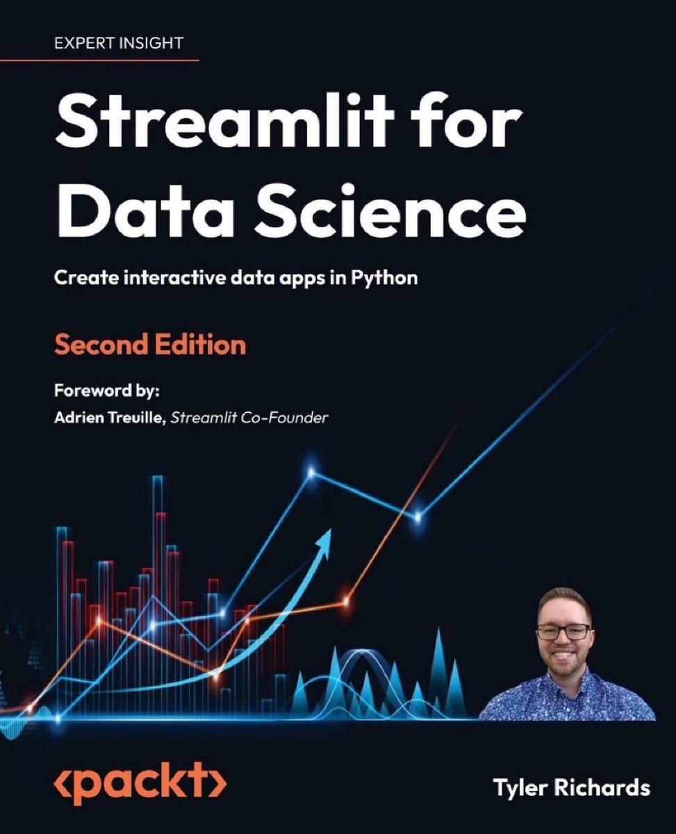 KirkDBorne's tweet image. Streamlit turns your data scripts into shareable web apps in minutes: streamlit.io
+
&quot;Streamlit for #DataScience&quot; = Step-by-step guide to building interactive data apps in #Python — amzn.to/45bY8IZ v/ @PacktDataML
———
#DataScientist #AI #ML #DataViz #Analytics