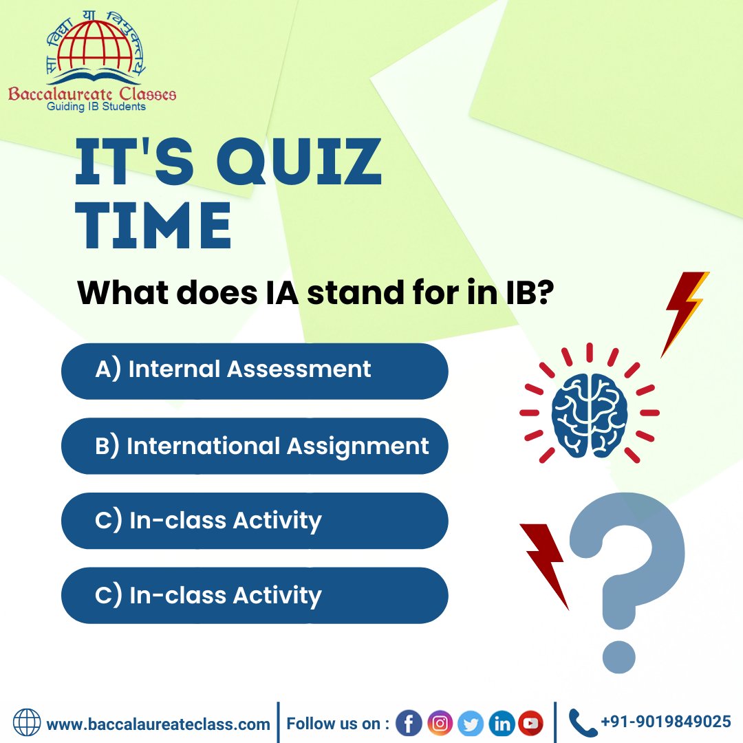 bclasses4ib's tweet image. ✨ It’s Quiz Time! ✨
 
Think you know the IB terms well? 🤔
Today’s question is a quick refresher for all IB students! 📘💡
Let’s see how many of you get it right! 👇🔥
 
#IBQuiz #IBStudents #IBDP #IBLearning #BaccalaureateClasses #IBTips #StudySmart #InternalAssessment