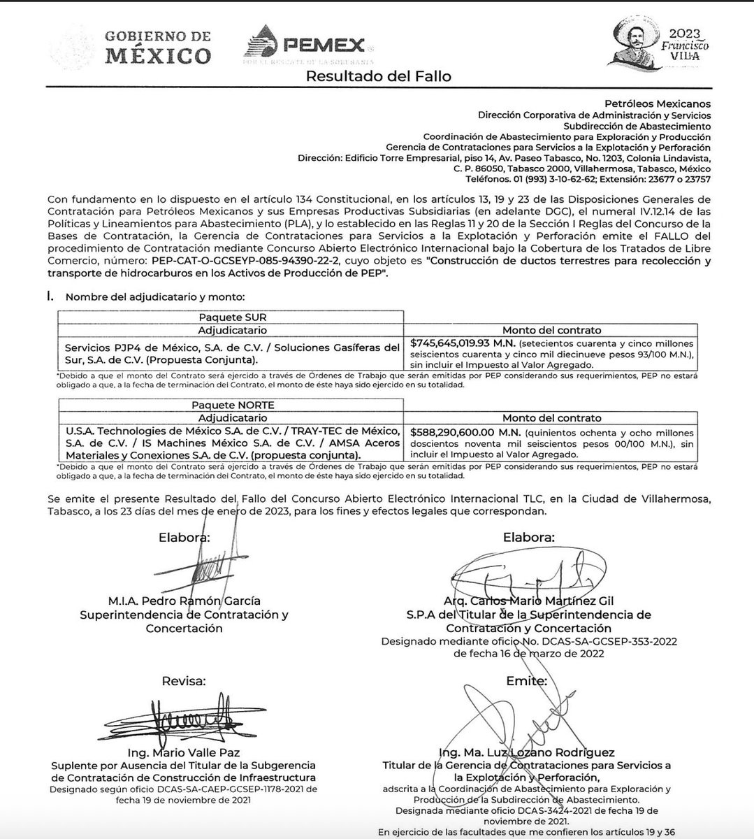 Casualidad, <a href="/Pemex/">Petróleos Mexicanos</a> entregó en 2023 un contrato de 745 millones de pesos a la empresa Soluciones Gasíferas del Sur, propiedad de #RaulRocha, dueño de #MissUniverso, Bernardo Bosch Hernández, papá de Fátima Bosch, era director en Pemex Exploración y Producción, en ese momento.