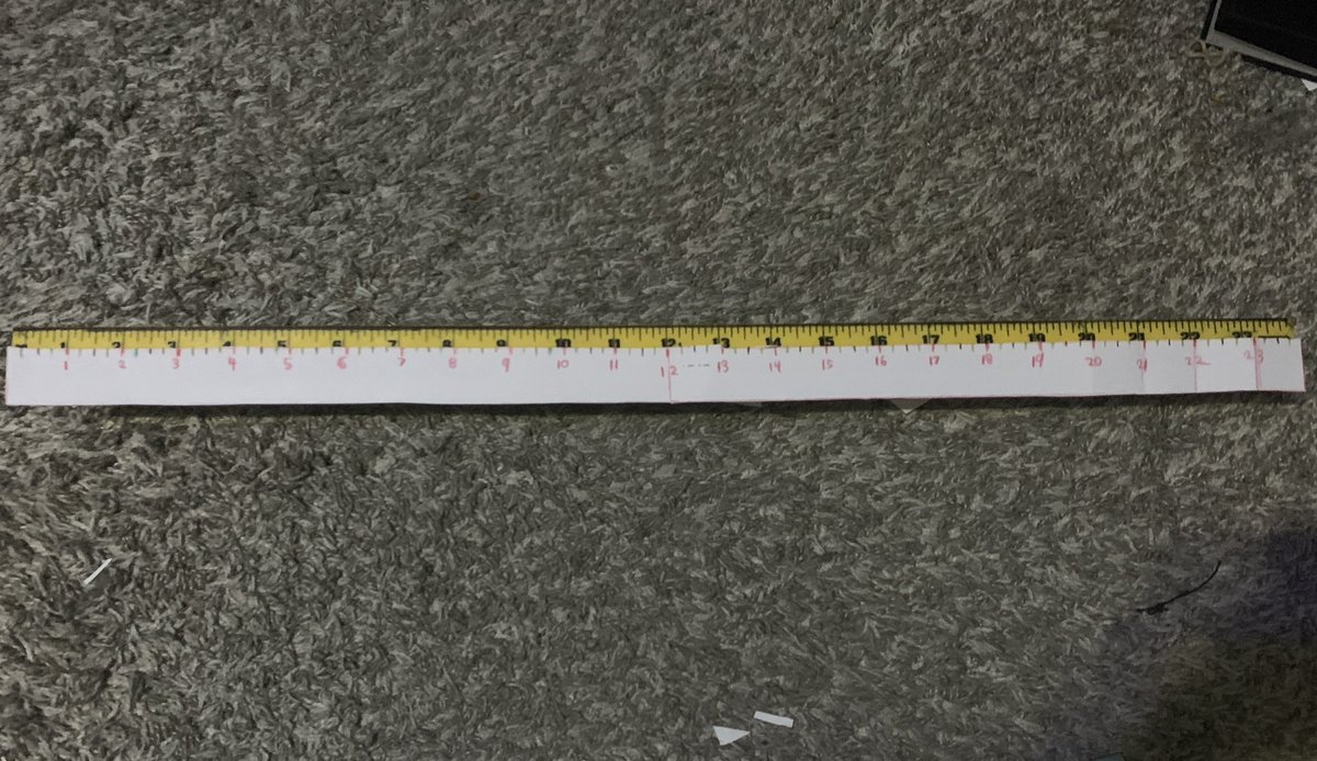 Emmy_Eel's tweet image. Made a “fabric tape measure” out of paper bc I lost mine a few months and I’m losing my shit not being able to take my measurements

It’s not 100% completely perfect, but it’s better than nothing 😭😭