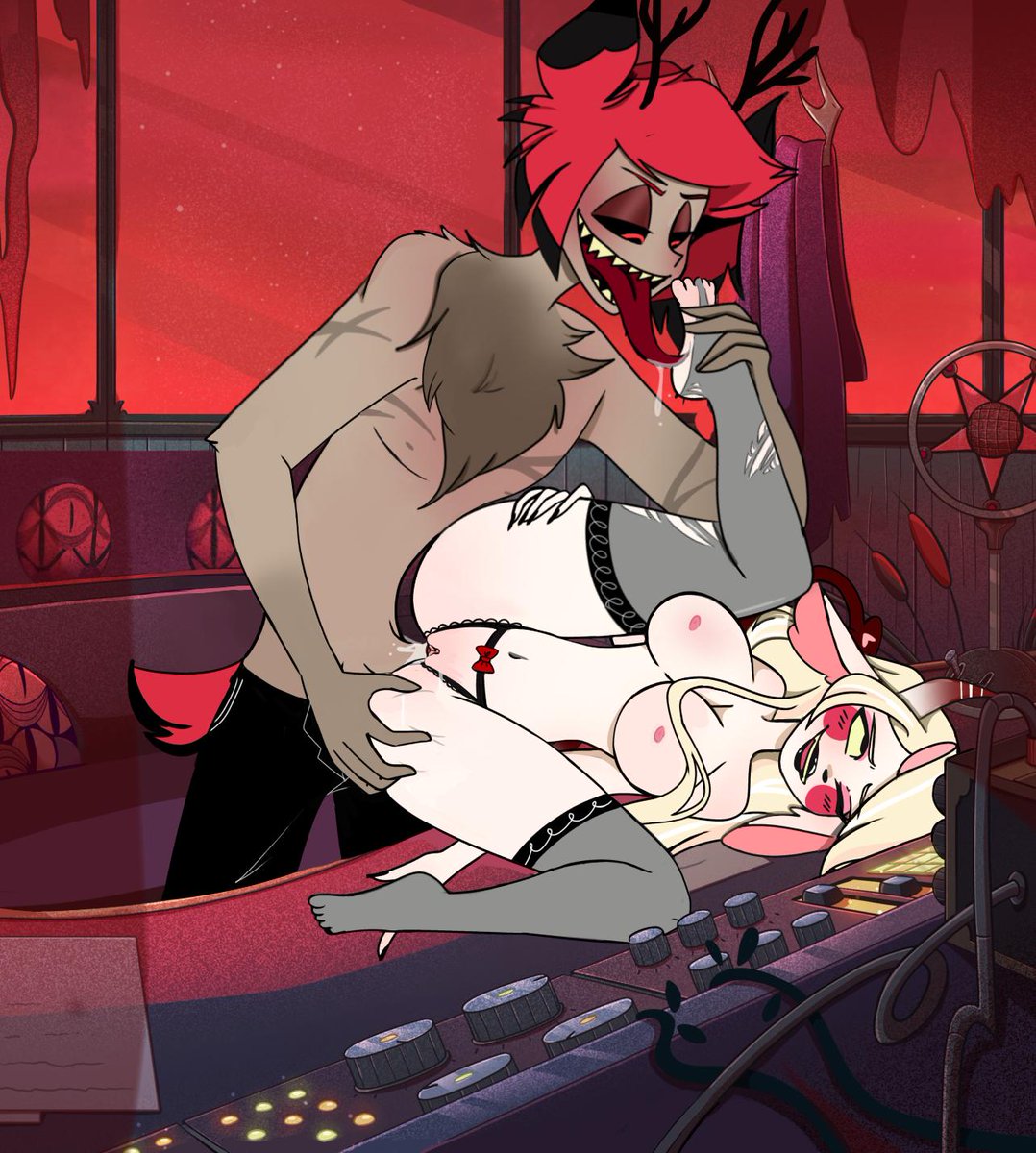 volahtile's tweet photo. #Charlastorweek2023 Revisted.
With Lewd footage of what happened in that radiotower that everyone in Pentagram City ended up hearing! Thank you again, @circus_tadpole for making this sexy stuff!
#Charlastor #Chalastor #Aracha #Radiobelle #CharliexAlastor #AlastorxCharlie #HHNSFW https://t.co/aaDJjhrDx0