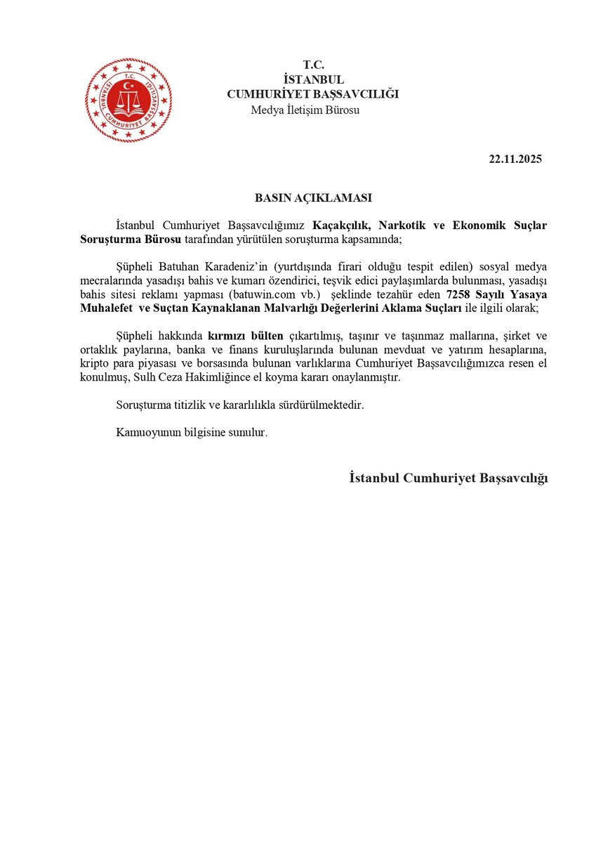 İstanbul Cumhuriyet Başsavcılığı (@istanbulcbs) on Twitter photo 