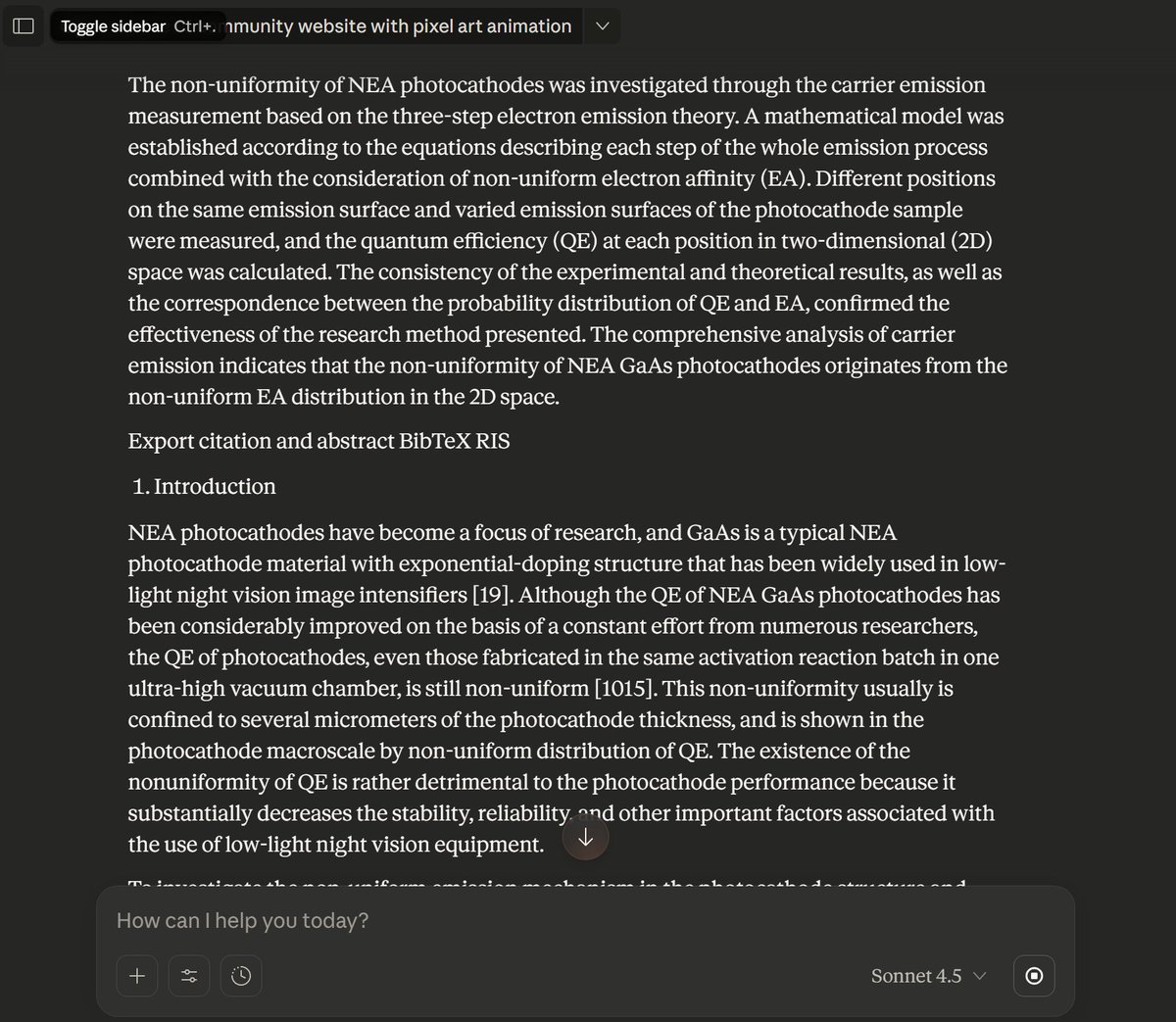 debuggingfuture's tweet image. There is no way @claudeai talk about NEA photocathodes when asked to build a landing page, unless it is leaking response of other users&apos;s private query