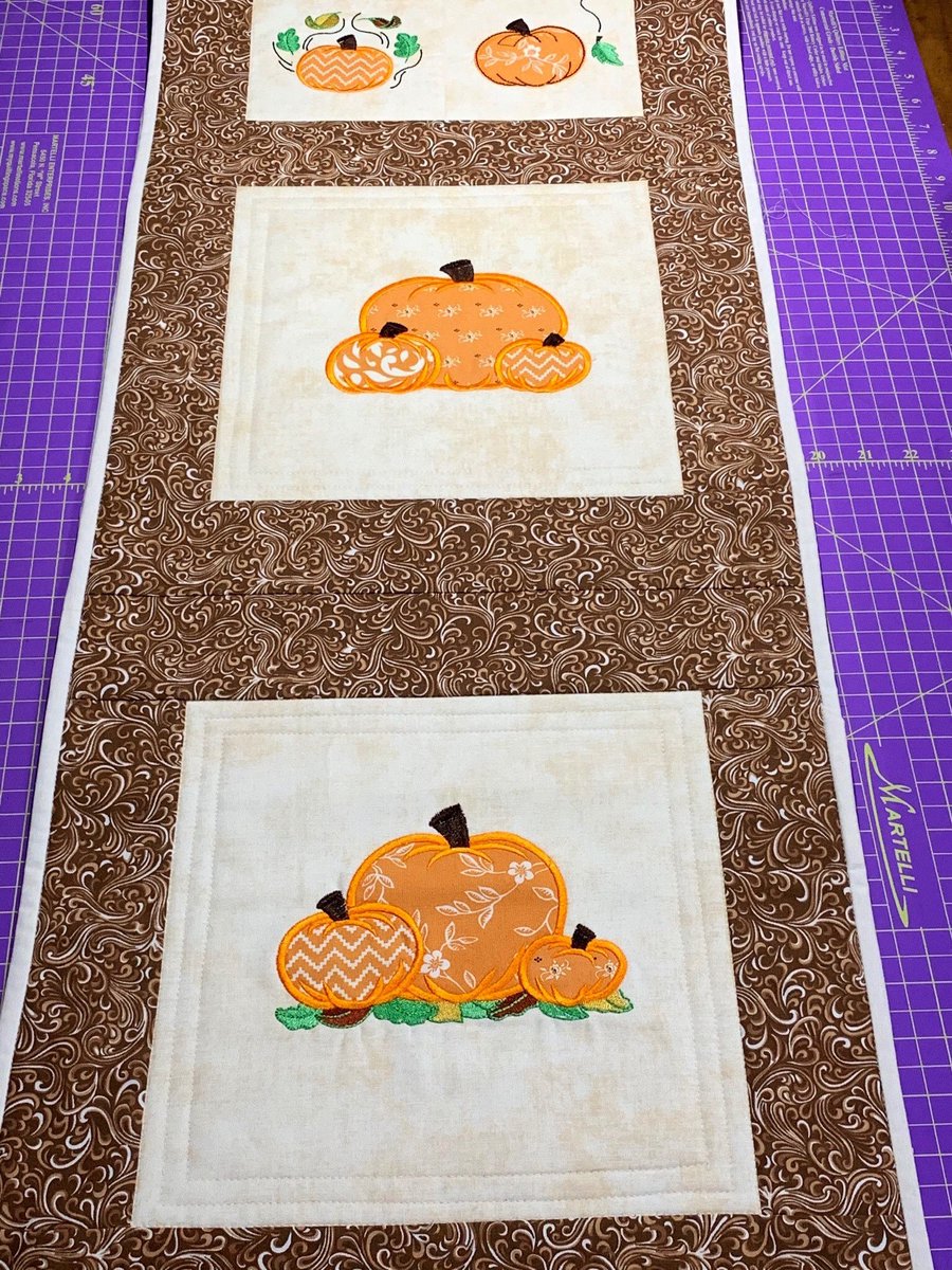 angelhw1956's tweet image. Quilted, Appliqué and Embroidered Pumpkin Fall/Thanksgiving Table Runner tuppu.net/ef0cf35f #Etsy #TeaTimeQuiltsnMore #TableLinens